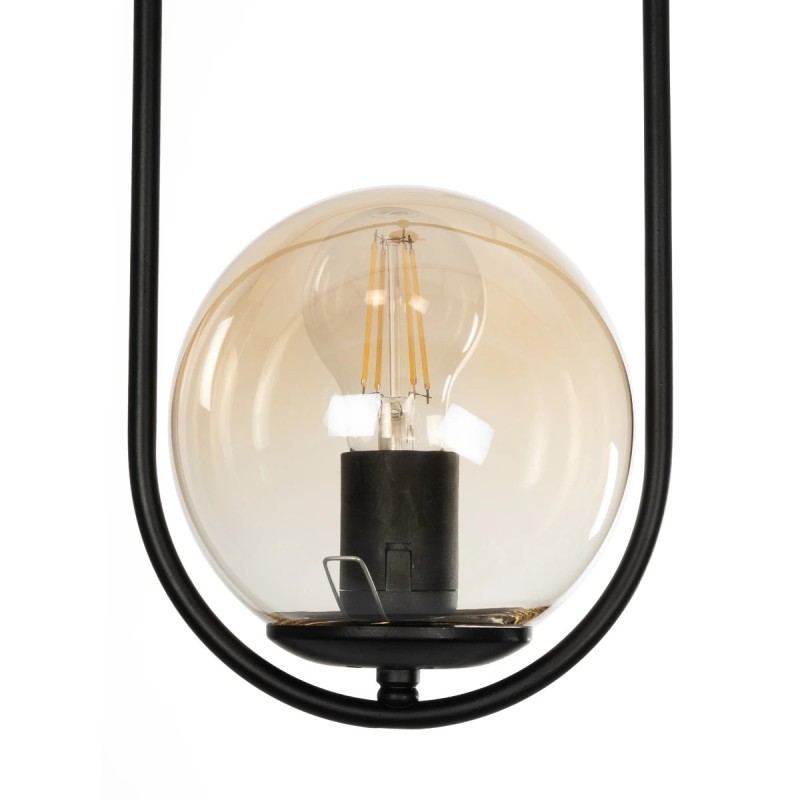 GloboStar® ZENITH 201-0093 Κρεμαστό Φωτιστικό Οροφής Μπάλα Μονόφωτο Vintage 1 x E27 IP20 Μαύρο Μέταλλο με Μελί Γυαλί - Μ17 x Π17 x Υ70cm