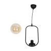 GloboStar® ZENITH 201-0093 Κρεμαστό Φωτιστικό Οροφής Μπάλα Μονόφωτο Vintage 1 x E27 IP20 Μαύρο Μέταλλο με Μελί Γυαλί - Μ17 x Π17 x Υ70cm