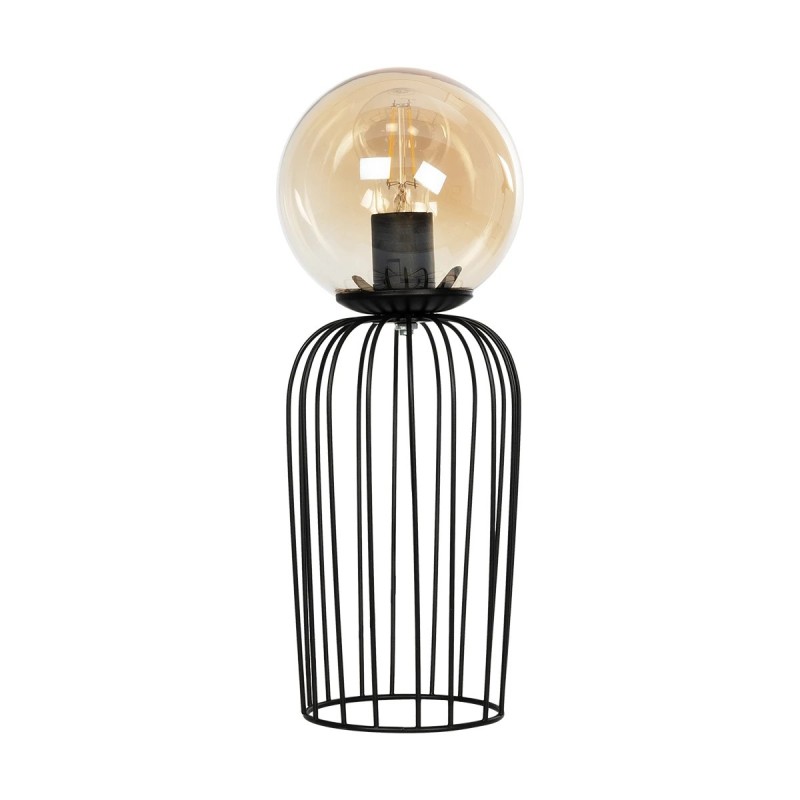 GloboStar® ZENITH 201-0094 Vintage Επιτραπέζιο Φωτιστικό Μπάλα Μονόφωτο 1 x E27 IP20 Μαύρο Μέταλλο με Μελί Γυαλί - Μ16 x Π16 x Υ46cm