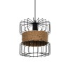 GloboStar® ORB 201-0096 Vintage Κρεμαστό Φωτιστικό Πλέγμα Μονόφωτο 1 x E27 IP20 Μαύρο Μέταλλο με Μπεζ Σχοινί - Μ28 x Π28 x Υ80cm