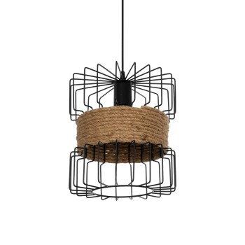GLOBOSTAR® ORB 201-0096 Vintage Κρεμαστό Φωτιστικό Οροφής με Ντουί 1 x E27 AC 220-240V IP20 - Μαύρο & Μπεζ - Μ27 x Π27 x Υ31cm