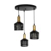 GloboStar® RADIANT 201-0097 Vintage Κρεμαστό Φωτιστικό Πλέγμα Τρίφωτο 3 x E27 IP20 Μαύρο & Χρυσό Μέταλλο - Μ30 x Π30 x Υ80cm