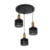 GloboStar® RADIANT 201-0097 Vintage Κρεμαστό Φωτιστικό Πλέγμα Τρίφωτο 3 x E27 IP20 Μαύρο & Χρυσό Μέταλλο - Μ30 x Π30 x Υ80cm