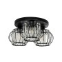 GLOBOSTAR® ILLUME 201-0100 Vintage Φωτιστικό Οροφής με Ντουί 3 x E27 AC 220-240V IP20 - Μαύρο & Διάφανο - Μ50 x Π50 x Υ19cm
