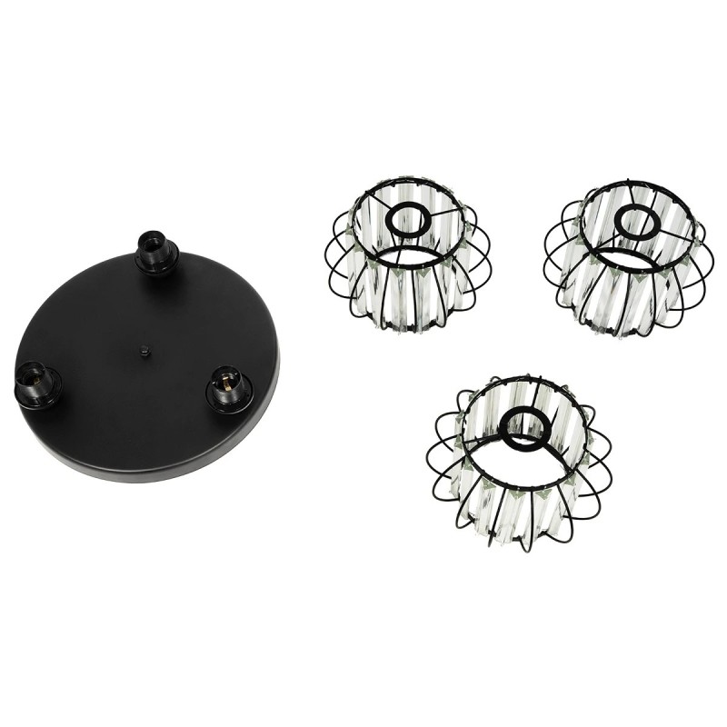 GloboStar® ILLUME 201-0100 Vintage Φωτιστικό Οροφής Κρύσταλλα Τρίφωτο 3 x E27 IP20 Μαύρο & Χρυσό Μέταλλο με Διάφανο Γυαλί - Μ35 x Π35 x Υ40cm