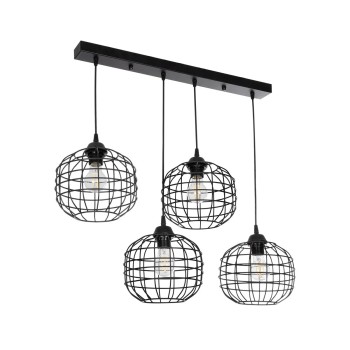 GLOBOSTAR® PULSAR 201-0103 Vintage Κρεμαστό Φωτιστικό Οροφής με Ντουί 4 x E27 AC 220-240V IP20 - Μαύρο - Μ80 x Π22 x Υ46cm