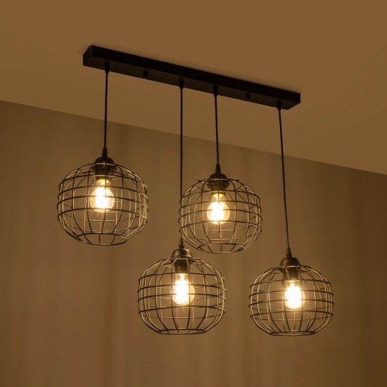 GloboStar® PULSAR 201-0103 Vintage Κρεμαστό Φωτιστικό Ράγα Πολύφωτο 4 x E27 IP20 Μαύρο Μέταλλο - Μ70 x Π20 x Υ80cm GloboStar® PULSAR 201-0103 Vintage Κρεμαστό Φωτιστικό Ράγα Πολύφωτο 4 x E27 IP20 Μαύρο Μέταλλο - Μ70 x Π20 x Υ80cm