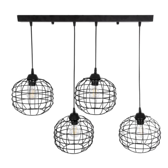 GloboStar® PULSAR 201-0103 Vintage Κρεμαστό Φωτιστικό Ράγα Πολύφωτο 4 x E27 IP20 Μαύρο Μέταλλο - Μ70 x Π20 x Υ80cm GloboStar® PULSAR 201-0103 Vintage Κρεμαστό Φωτιστικό Ράγα Πολύφωτο 4 x E27 IP20 Μαύρο Μέταλλο - Μ70 x Π20 x Υ80cm
