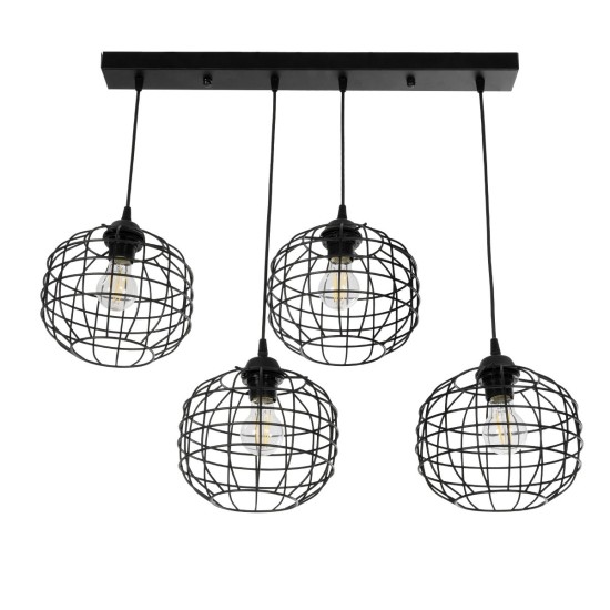 GloboStar® PULSAR 201-0103 Vintage Κρεμαστό Φωτιστικό Ράγα Πολύφωτο 4 x E27 IP20 Μαύρο Μέταλλο - Μ70 x Π20 x Υ80cm GloboStar® PULSAR 201-0103 Vintage Κρεμαστό Φωτιστικό Ράγα Πολύφωτο 4 x E27 IP20 Μαύρο Μέταλλο - Μ70 x Π20 x Υ80cm