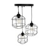 GloboStar® RAYNO 201-0108 Vintage Κρεμαστό Φωτιστικό Πλέγμα Τρίφωτο 3 x E27 IP20 Μαύρο Μέταλλο - Μ40 x Π40 x Υ60cm