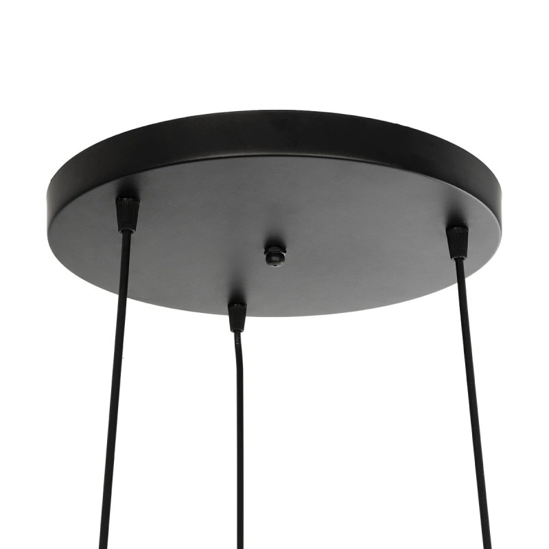 GloboStar® RAYNO 201-0108 Vintage Κρεμαστό Φωτιστικό Πλέγμα Τρίφωτο 3 x E27 IP20 Μαύρο Μέταλλο - Μ40 x Π40 x Υ60cm