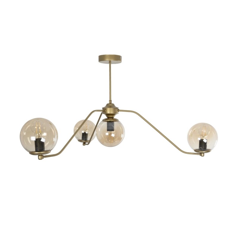 GloboStar® SUNRAY 201-0110 Vintage Κρεμαστό Φωτιστικό Μπάλα Πολύφωτο 4 x E27 IP20 Χρυσό Μέταλλο με Μελί Γυαλί - Μ55 x Π55 x Υ48cm