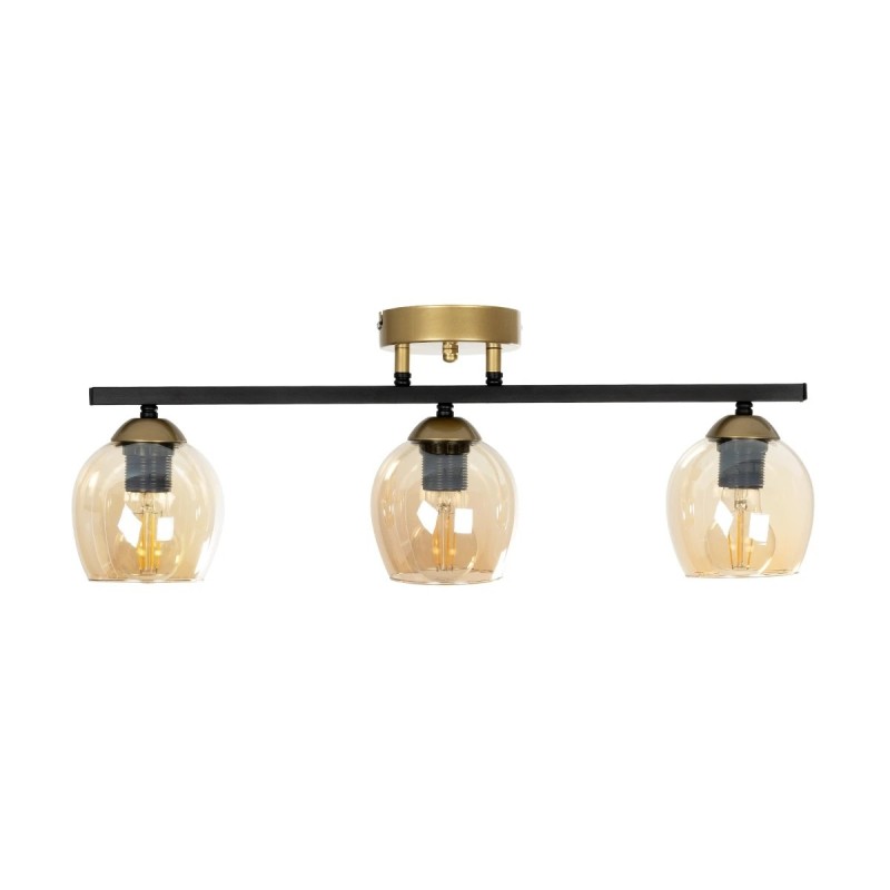 GLOBOSTAR® RADIUS 201-0122 Vintage Φωτιστικό Οροφής με Ντουί 3 x E27 AC 220-240V IP20 - Χρυσό, Μαύρο & Μελί- Μ60 x Π13 x Υ16cm