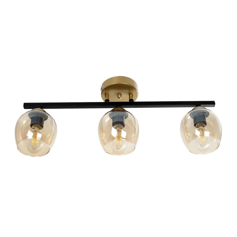 GLOBOSTAR® RADIUS 201-0122 Vintage Φωτιστικό Οροφής με Ντουί 3 x E27 AC 220-240V IP20 - Χρυσό, Μαύρο & Μελί- Μ60 x Π13 x Υ16cm