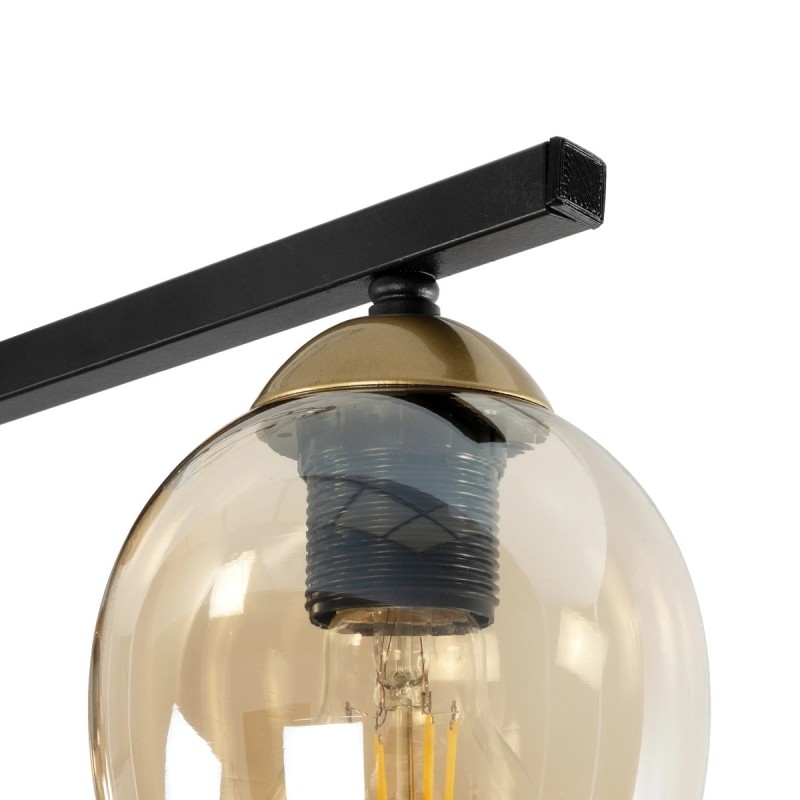 GLOBOSTAR® RADIUS 201-0122 Vintage Φωτιστικό Οροφής με Ντουί 3 x E27 AC 220-240V IP20 - Χρυσό, Μαύρο & Μελί- Μ60 x Π13 x Υ16cm