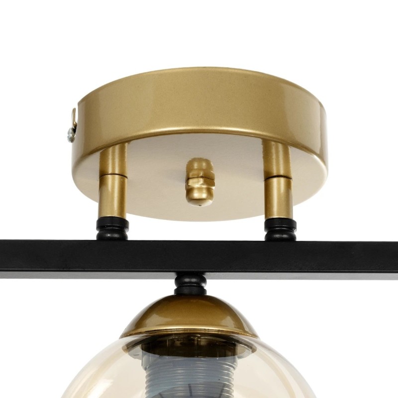 GLOBOSTAR® RADIUS 201-0122 Vintage Φωτιστικό Οροφής με Ντουί 3 x E27 AC 220-240V IP20 - Χρυσό, Μαύρο & Μελί- Μ60 x Π13 x Υ16cm