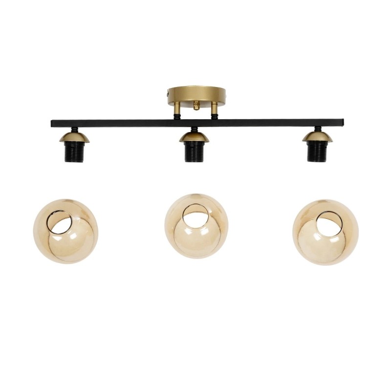 GLOBOSTAR® RADIUS 201-0122 Vintage Φωτιστικό Οροφής με Ντουί 3 x E27 AC 220-240V IP20 - Χρυσό, Μαύρο & Μελί- Μ60 x Π13 x Υ16cm