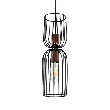 GLOBOSTAR® LAVERA 201-0124 Vintage Κρεμαστό Φωτιστικό Οροφής με Ντουί 1 x E27 AC 220-240V IP20 - Μαύρο & Μπρούτζινο - Μ14 x Π14 x Υ44cm