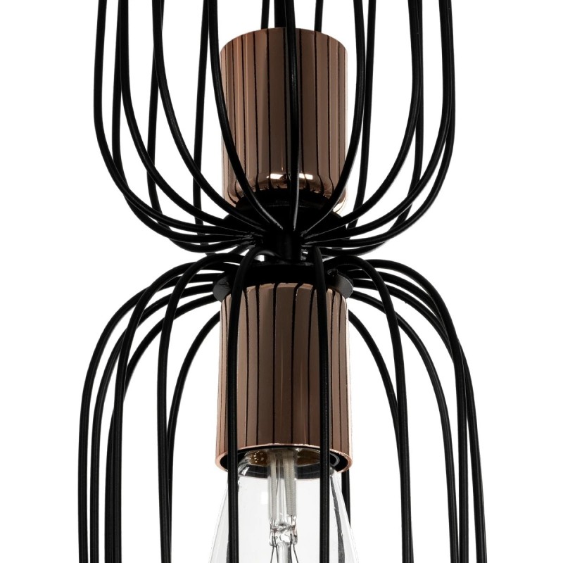 GLOBOSTAR® LAVERA 201-0124 Vintage Κρεμαστό Φωτιστικό Οροφής με Ντουί 1 x E27 AC 220-240V IP20 - Μπρονζέ & Μαύρο - Μ14 x Π14 x Υ44cm