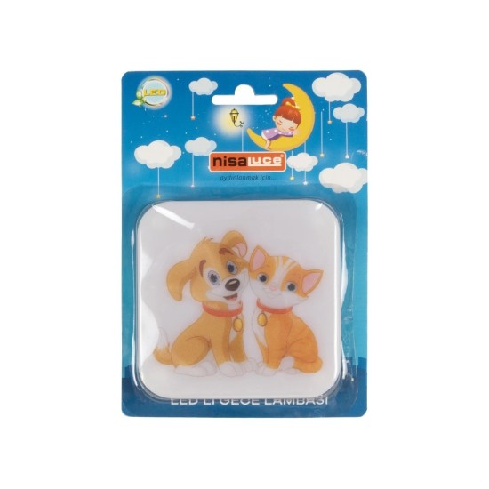 GloboStar® KIDDO 202-0008 Παιδικό Φωτιστικό Νυκτός LED 1W 95lm 360° AC220-240V IP20 Ψυχρό Λευκό 6000K - Μ5.5 x Π5.5 x Υ8cm - 2 Χρόνια Εγγύηση