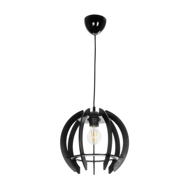 GloboStar® VIVIDUS 202-0028 Μοντέρνο Κρεμαστό Φωτιστικό Ανάρτηση Μονόφωτο 1 x E27 IP20 Μαύρο - Μ30 x Π30 x Υ70cm