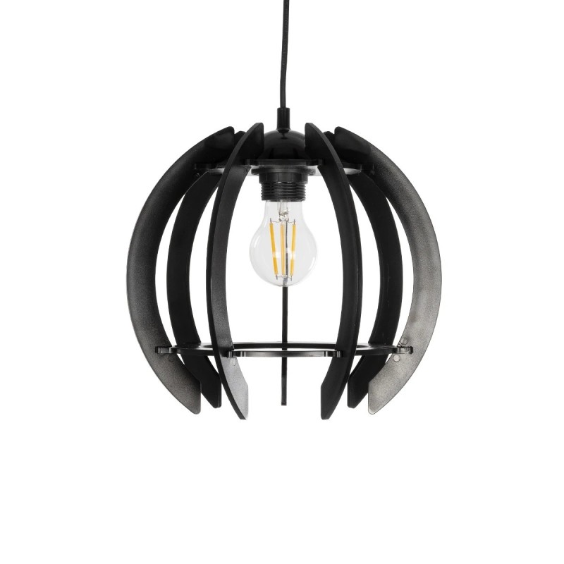 GloboStar® VIVIDUS 202-0028 Μοντέρνο Κρεμαστό Φωτιστικό Ανάρτηση Μονόφωτο 1 x E27 IP20 Μαύρο - Μ30 x Π30 x Υ70cm