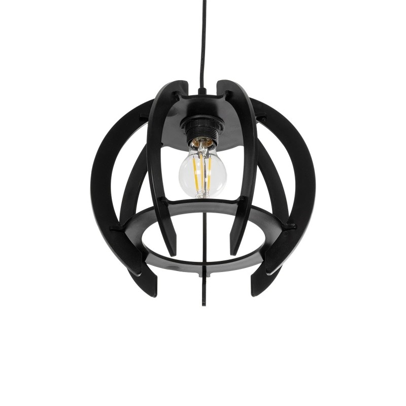 GloboStar® VIVIDUS 202-0028 Μοντέρνο Κρεμαστό Φωτιστικό Ανάρτηση Μονόφωτο 1 x E27 IP20 Μαύρο - Μ30 x Π30 x Υ70cm