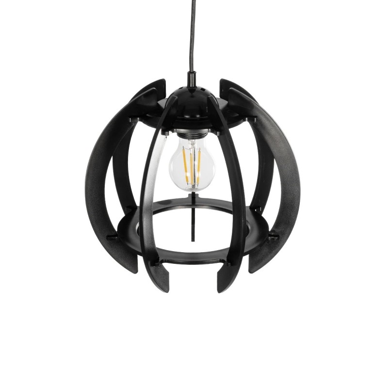 GloboStar® VIVIDUS 202-0028 Μοντέρνο Κρεμαστό Φωτιστικό Ανάρτηση Μονόφωτο 1 x E27 IP20 Μαύρο - Μ30 x Π30 x Υ70cm