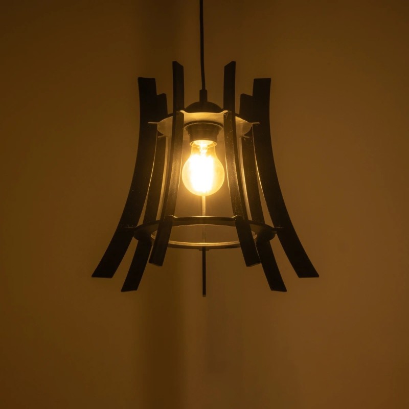 GloboStar® VIVIDUS 202-0029 Μοντέρνο Κρεμαστό Φωτιστικό Ανάρτηση Μονόφωτο 1 x E27 IP20 Μαύρο  - Μ30 x Π30 x Υ70cm