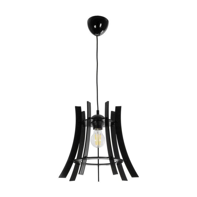 GloboStar® VIVIDUS 202-0029 Μοντέρνο Κρεμαστό Φωτιστικό Ανάρτηση Μονόφωτο 1 x E27 IP20 Μαύρο  - Μ30 x Π30 x Υ70cm