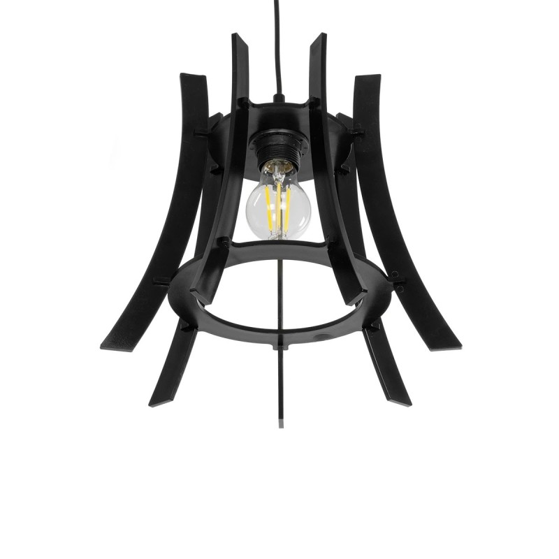 GloboStar® VIVIDUS 202-0029 Μοντέρνο Κρεμαστό Φωτιστικό Ανάρτηση Μονόφωτο 1 x E27 IP20 Μαύρο  - Μ30 x Π30 x Υ70cm