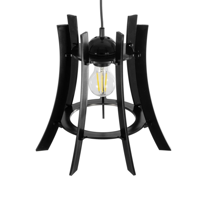 GloboStar® VIVIDUS 202-0029 Μοντέρνο Κρεμαστό Φωτιστικό Ανάρτηση Μονόφωτο 1 x E27 IP20 Μαύρο  - Μ30 x Π30 x Υ70cm