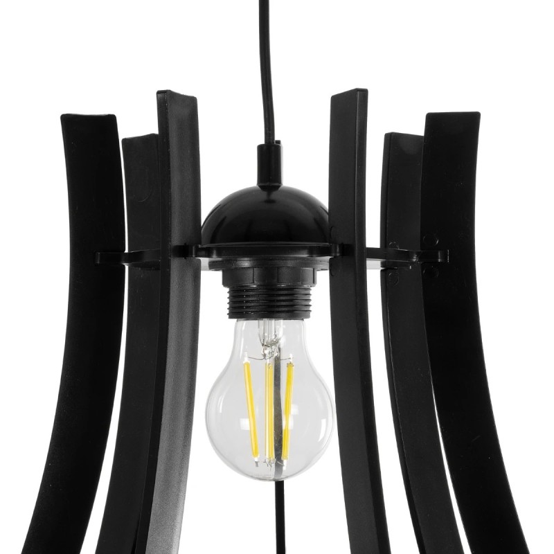 GloboStar® VIVIDUS 202-0029 Μοντέρνο Κρεμαστό Φωτιστικό Ανάρτηση Μονόφωτο 1 x E27 IP20 Μαύρο  - Μ30 x Π30 x Υ70cm