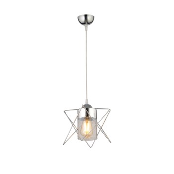 GLOBOSTAR® PLEX 202-0038 Μοντέρνο Κρεμαστό Φωτιστικό Οροφής με Ντουί 1 x E27 AC 220-240V IP20 - Ασημί & Διάφανο - Μ25 x Π25 x Υ23cm