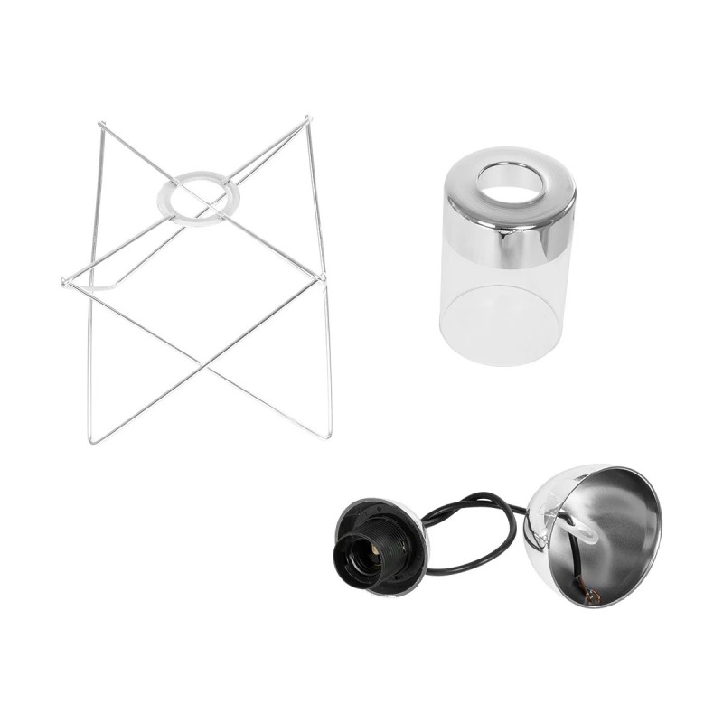 GloboStar® PLEX 202-0038 Μοντέρνο Κρεμαστό Φωτιστικό Πλέγμα Μονόφωτο 1 x E27 IP20 Ασημί Μέταλλο με Διάφανο Γυαλί - Μ20 x Π20 x Υ70cm