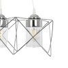 GloboStar® PLEX 202-0039 Μοντέρνο Κρεμαστό Φωτιστικό Πλέγμα Τρίφωτο 3 x E27 IP20 Ασημί Μέταλλο με Διάφανο Γυαλί - Μ55 x Π20 x Υ70cm