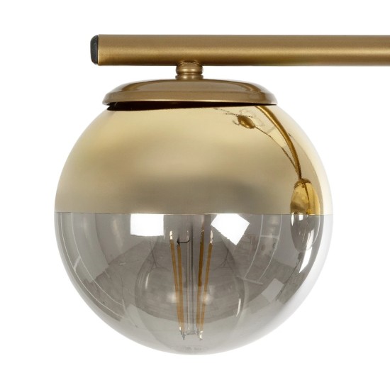 GloboStar® CITY 202-0045 Μοντέρνο Κρεμαστό Φωτιστικό Μπάλα Τρίφωτο 3 x E27 IP20 Χρυσό Μέταλλο με Διάφανο Γυαλί - Μ55 x Π15 x Υ43cm