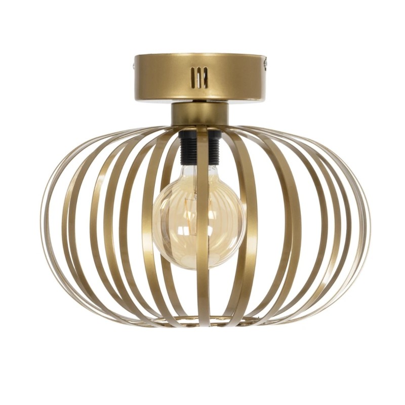 GloboStar® STAR 202-0050 Μοντέρνο Φωτιστικό Οροφής Πλέγμα Μονόφωτο 1 x E27 IP20 Χρυσό Μέταλλο - Μ40 x Π40 x Υ27cm