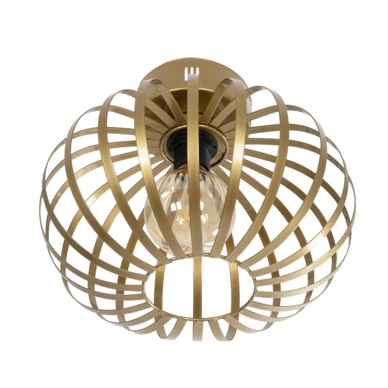 GloboStar® STAR 202-0050 Μοντέρνο Φωτιστικό Οροφής Πλέγμα Μονόφωτο 1 x E27 IP20 Χρυσό Μέταλλο - Μ40 x Π40 x Υ27cm