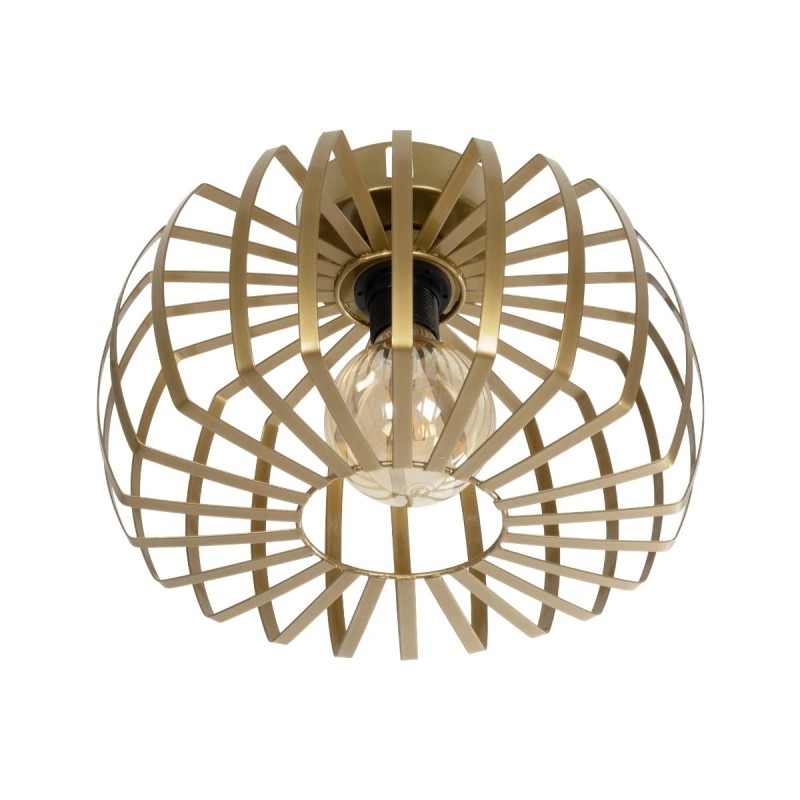 GloboStar® STAR 202-0053 Μοντέρνο Φωτιστικό Οροφής Πλέγμα Μονόφωτο 1 x E27 IP20 Χρυσό Μέταλλο - Μ40 x Π40 x Υ27cm