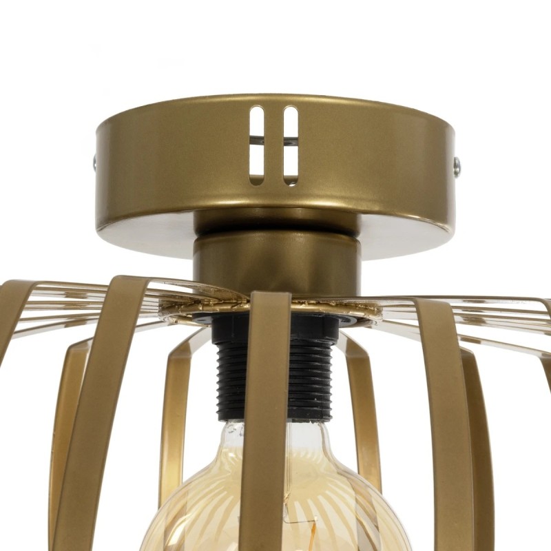 GloboStar® STAR 202-0053 Μοντέρνο Φωτιστικό Οροφής Πλέγμα Μονόφωτο 1 x E27 IP20 Χρυσό Μέταλλο - Μ40 x Π40 x Υ27cm