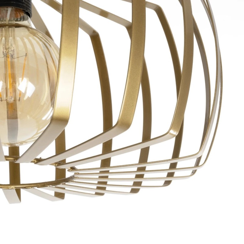 GloboStar® STAR 202-0053 Μοντέρνο Φωτιστικό Οροφής Πλέγμα Μονόφωτο 1 x E27 IP20 Χρυσό Μέταλλο - Μ40 x Π40 x Υ27cm