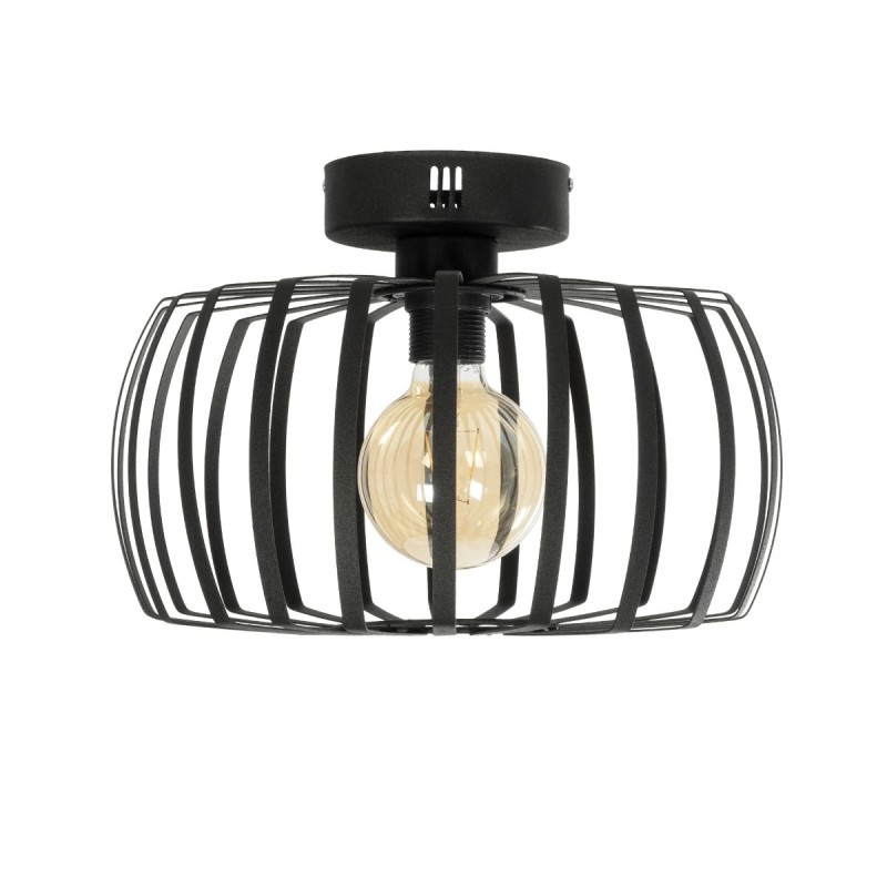 GloboStar® STAR 202-0054 Μοντέρνο Φωτιστικό Οροφής Πλέγμα Μονόφωτο 1 x E27 IP20 Μαύρο Μέταλλο - Μ40 x Π40 x Υ27cm