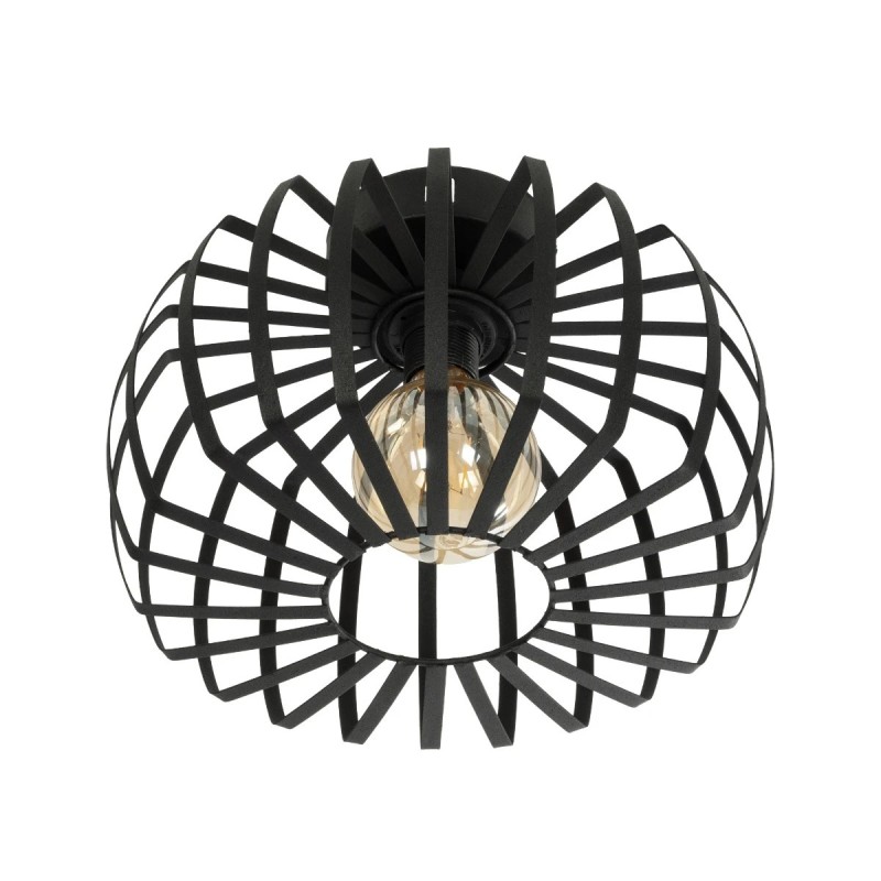 GloboStar® STAR 202-0054 Μοντέρνο Φωτιστικό Οροφής Πλέγμα Μονόφωτο 1 x E27 IP20 Μαύρο Μέταλλο - Μ40 x Π40 x Υ27cm