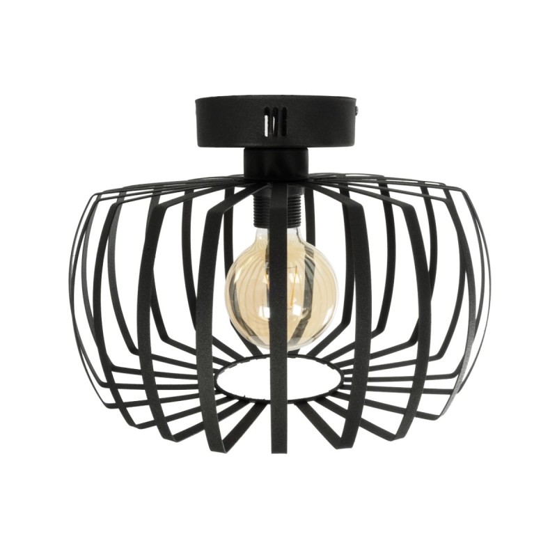 GloboStar® STAR 202-0054 Μοντέρνο Φωτιστικό Οροφής Πλέγμα Μονόφωτο 1 x E27 IP20 Μαύρο Μέταλλο - Μ40 x Π40 x Υ27cm