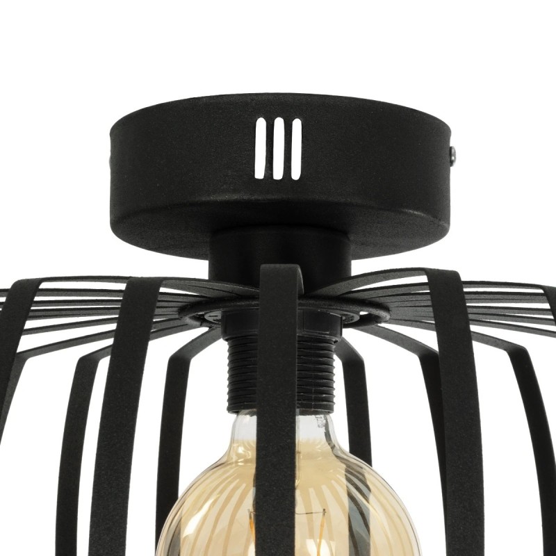 GloboStar® STAR 202-0054 Μοντέρνο Φωτιστικό Οροφής Πλέγμα Μονόφωτο 1 x E27 IP20 Μαύρο Μέταλλο - Μ40 x Π40 x Υ27cm