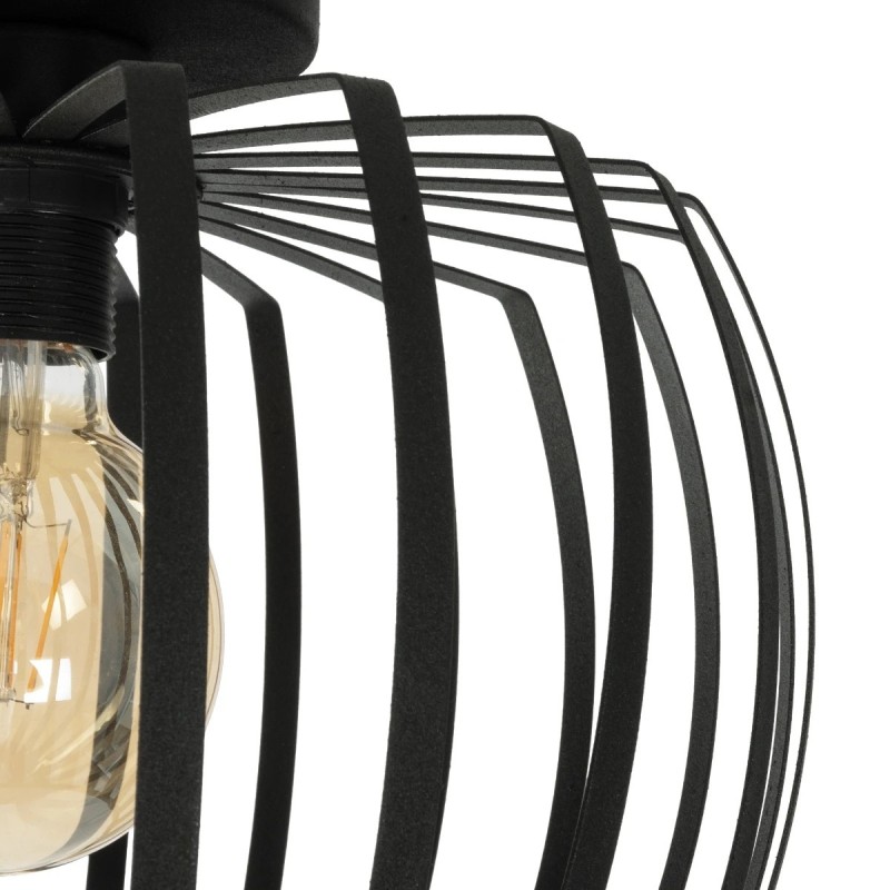 GloboStar® STAR 202-0054 Μοντέρνο Φωτιστικό Οροφής Πλέγμα Μονόφωτο 1 x E27 IP20 Μαύρο Μέταλλο - Μ40 x Π40 x Υ27cm