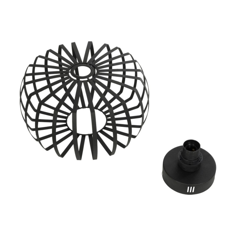 GloboStar® STAR 202-0054 Μοντέρνο Φωτιστικό Οροφής Πλέγμα Μονόφωτο 1 x E27 IP20 Μαύρο Μέταλλο - Μ40 x Π40 x Υ27cm