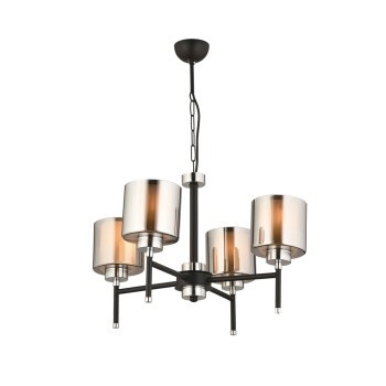 GLOBOSTAR® SHORD 202-0056 Μοντέρνο Κρεμαστό Φωτιστικό Οροφής με Ντουί 4 x E27 AC 220-240V IP20 - Μαύρο & Μαύρο Φιμέ - Μ57 x Π57 x Υ37cm