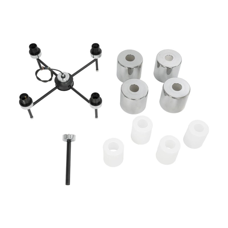 GloboStar® SHORD 202-0056 Μοντέρνο Κρεμαστό Φωτιστικό Ανάρτηση Πολύφωτο 4 x E27 IP20 Μαύρο Μέταλλο με Μελί Γυαλί - Μ40 x Π40 x Υ27cm